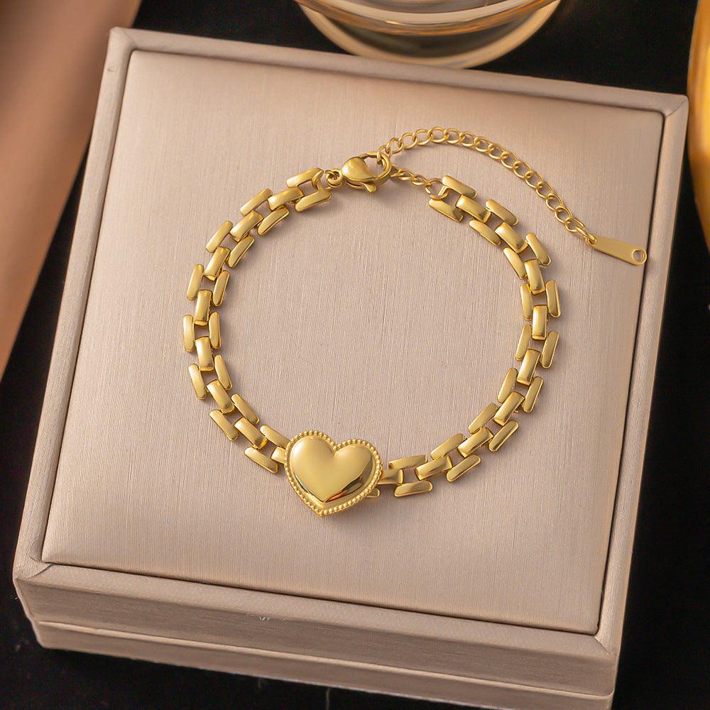 Bracciale Cuore Intrecciato in Acciaio (placcato oro) di Cucciola Gioielli