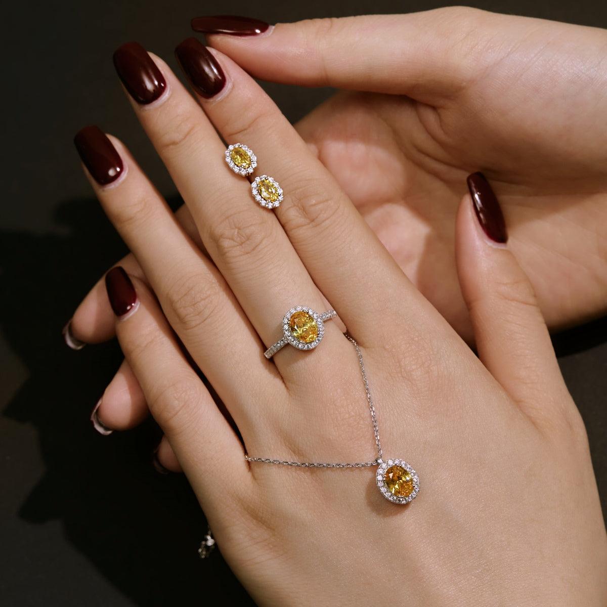 Parure in Argento Soleil pietra gialla di Cucciola