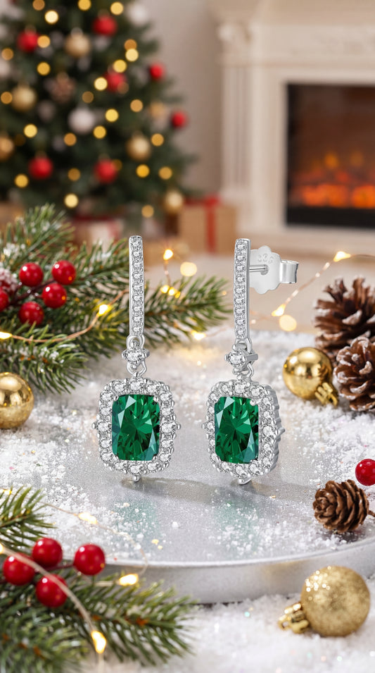 Orecchini Notti Pietra Verde Argento