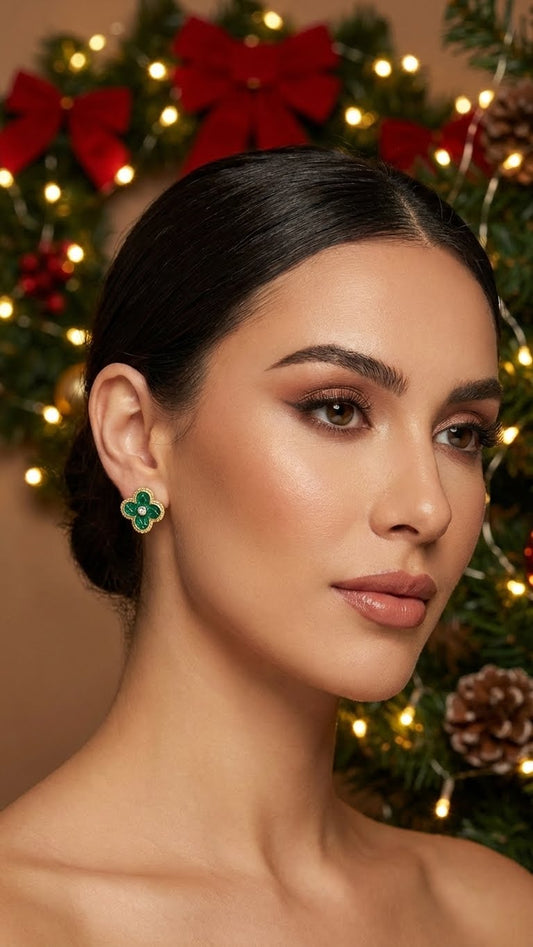 Orecchini Quadrifoglio Verde argento