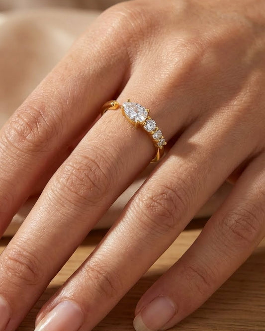 Anello Cometa Argento Placcato Oro