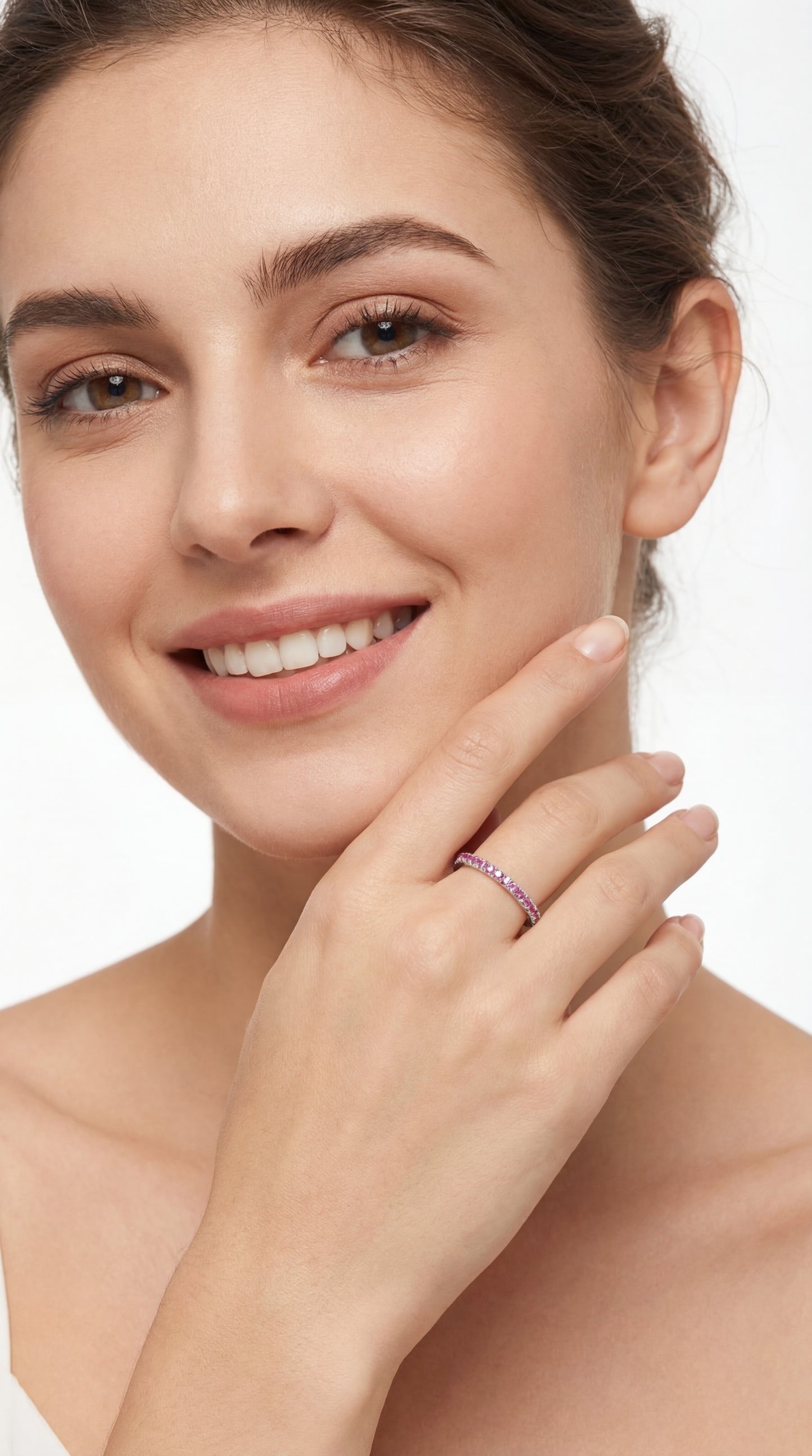 Anello tennis fucsia Argento