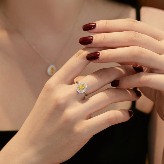 anello in argento Giorno pietra gialla