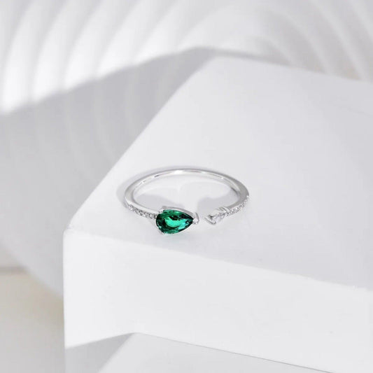 anello pietra verde in argento Zelante di Cucciola Gioielli