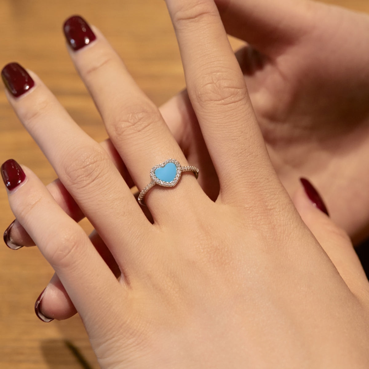 Anello Cuore Pietra Azzurra