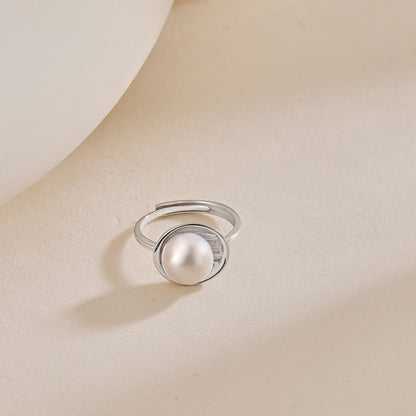 Anello Perla Eclissi in Argento