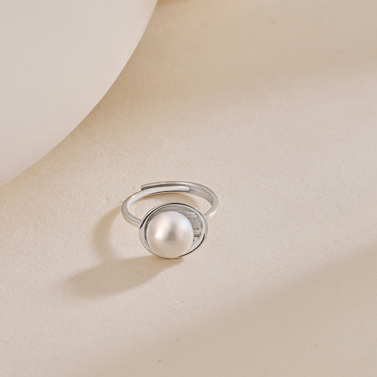 Anello Perla Eclissi in Argento