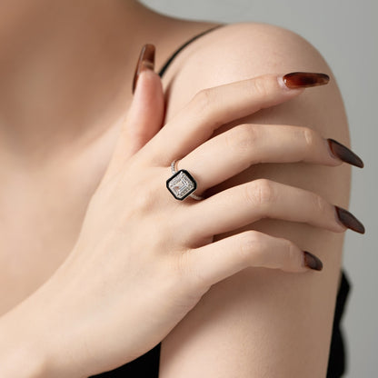 Anello Pietra Nera in Argento