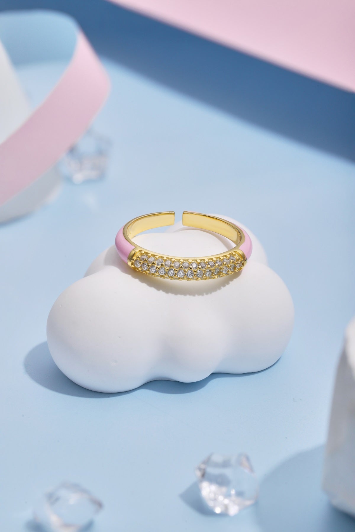 Anello a Fascia Rosa argento