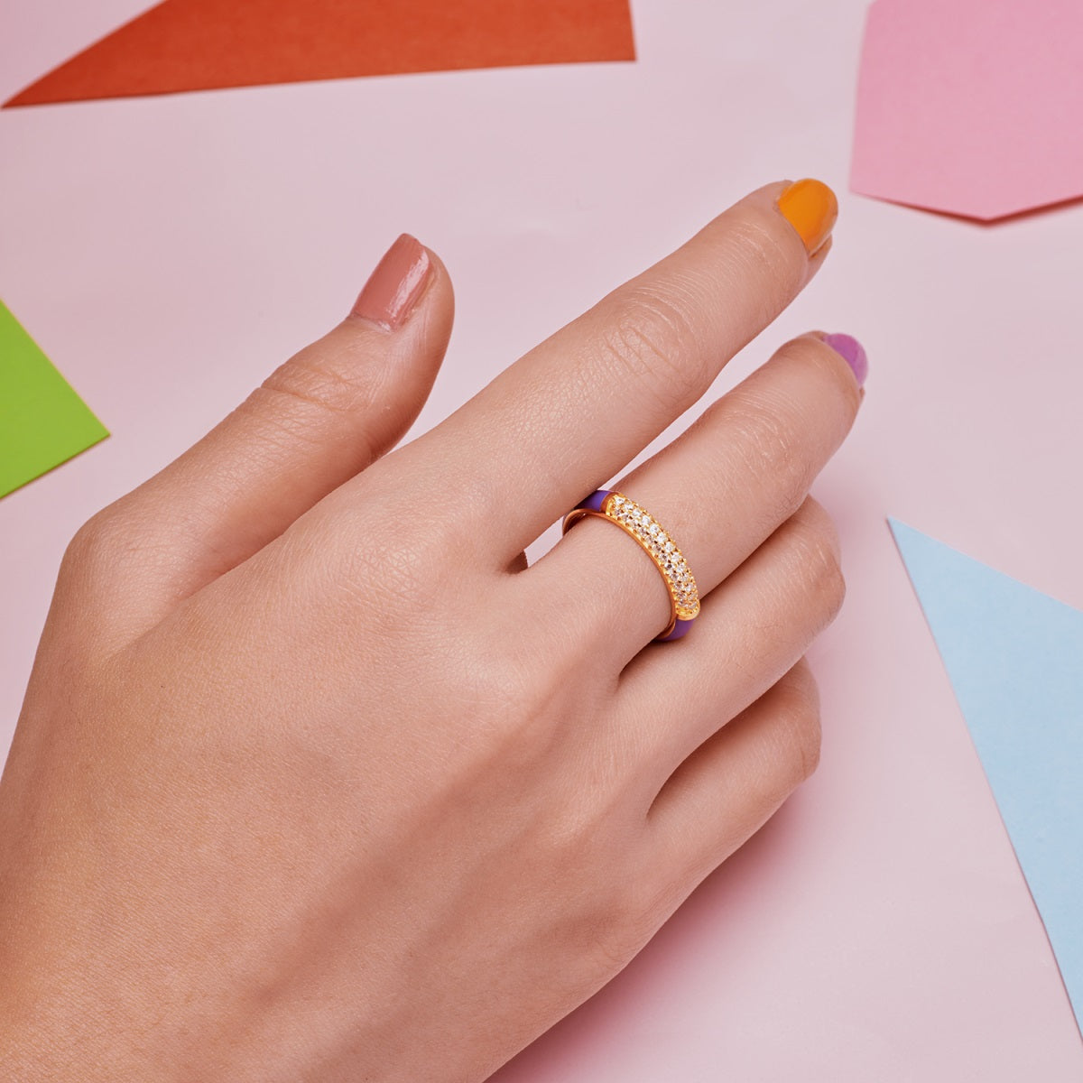 Anello fascia Viola argento