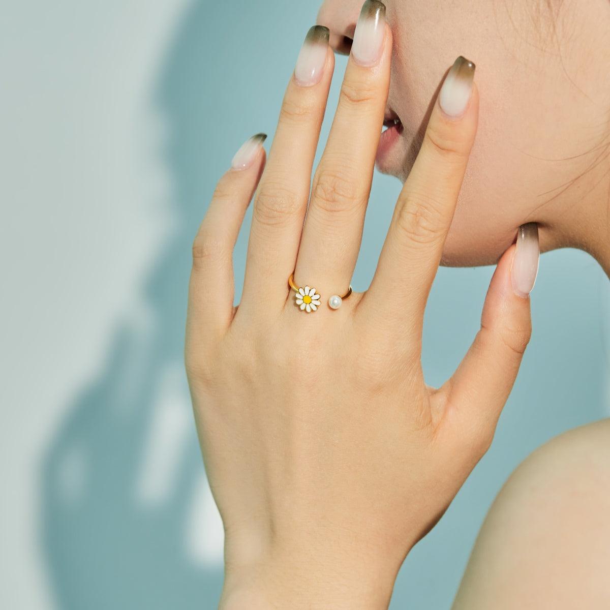 Anello_margherita_tipo_rotante_argento_placcato_oro - cucciolagioielli