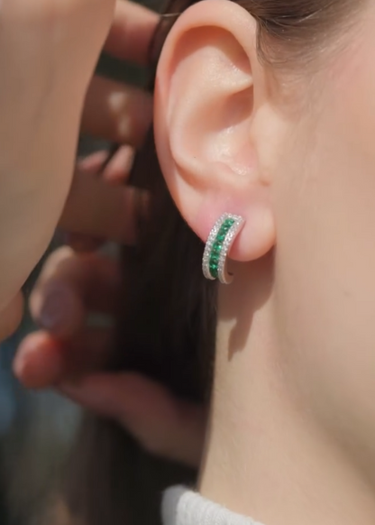 Orecchini a Fascia Verde Argento