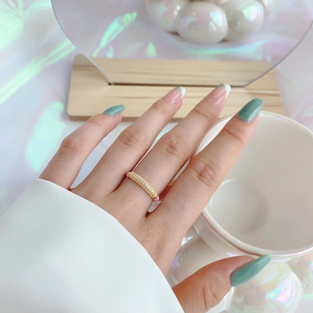 Anello a Fascia Rosa Argento