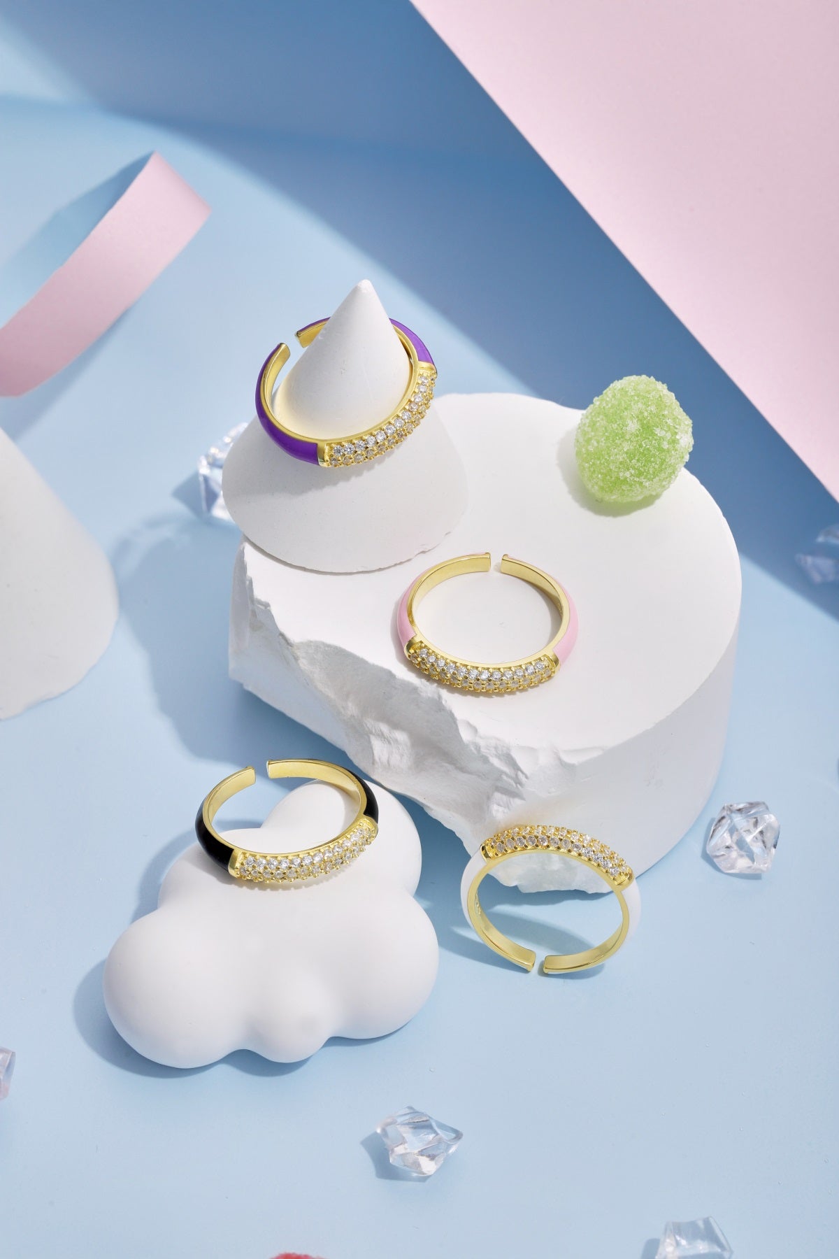 Anello a Fascia Rosa Argento