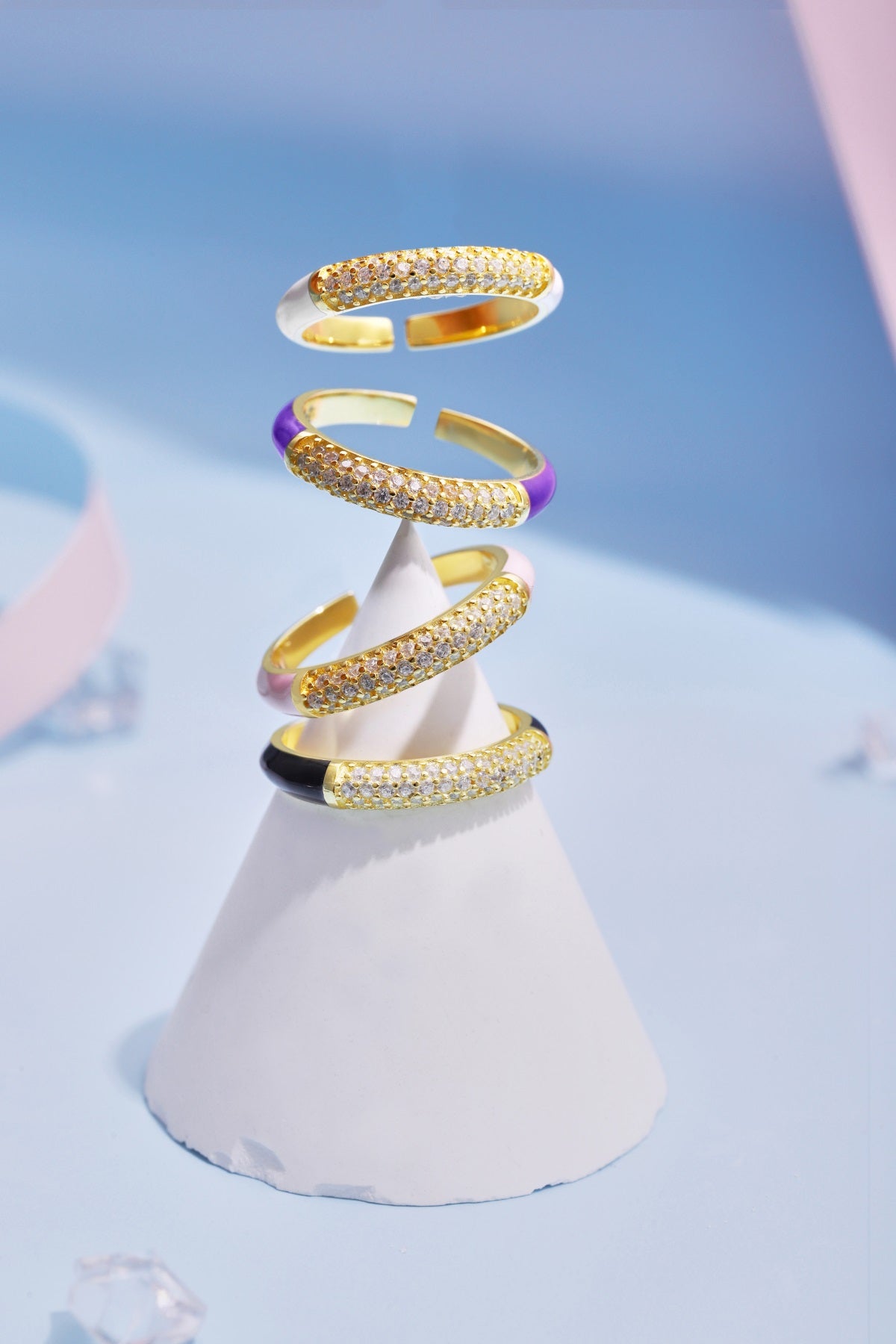 Anello a Fascia Rosa Argento