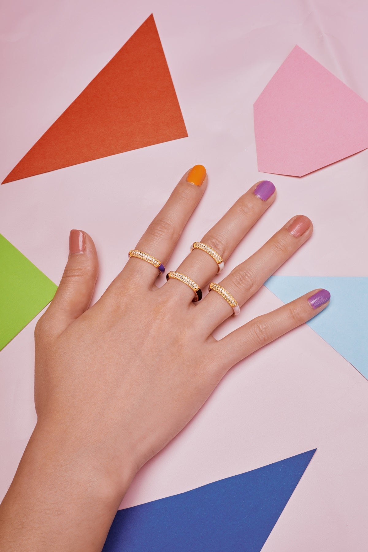 Anello a Fascia Rosa Argento