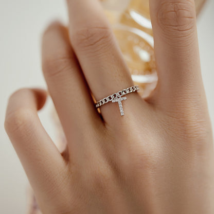 Anello Lettera T Argento