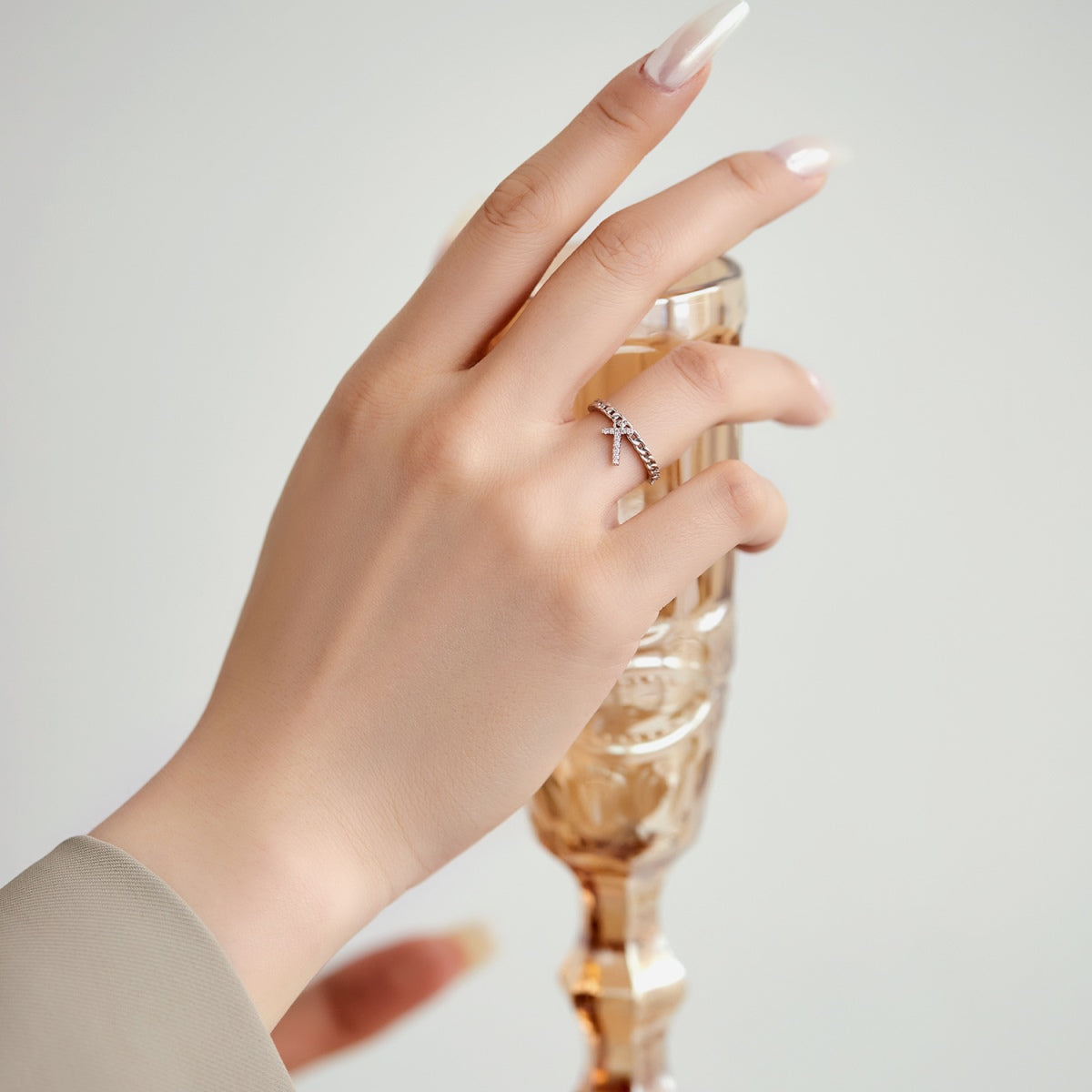 Anello Lettera T Argento