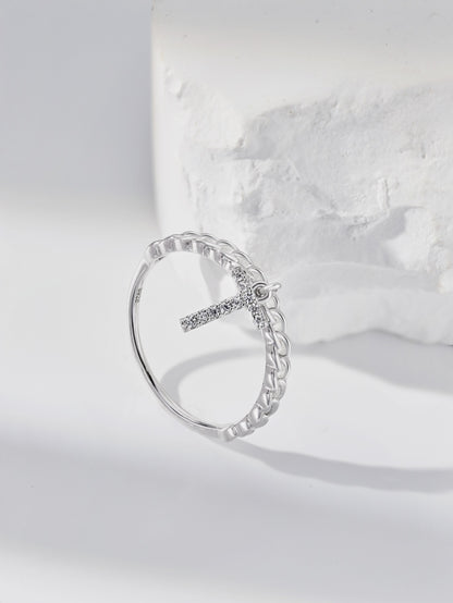 Anello Lettera T Argento