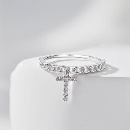 Anello Lettera T Argento