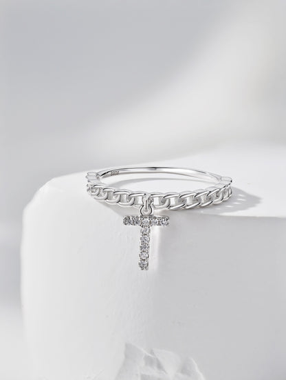 Anello Lettera T Argento