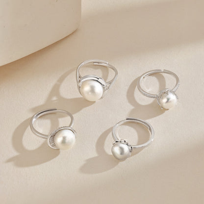Anello Eclissi Perla Argento