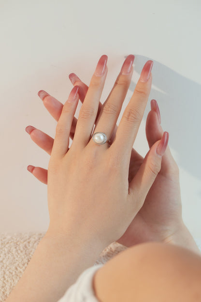 Anello Eclissi Perla Argento