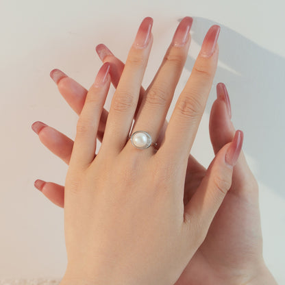 Anello Eclissi Perla Argento
