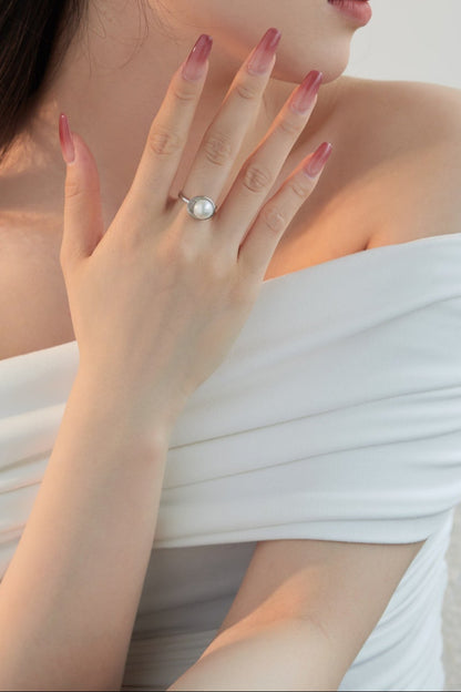 Anello Eclissi Perla Argento