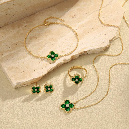 Parure Quadrifoglio verde in argento 