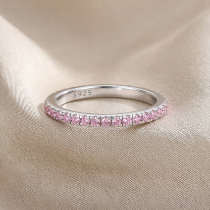 Anello tennis rosa in Argento