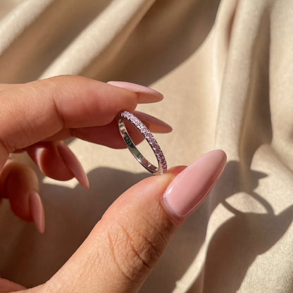 Anello tennis rosa in Argento