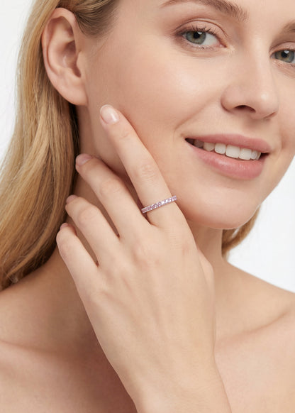 Anello tennis rosa in Argento
