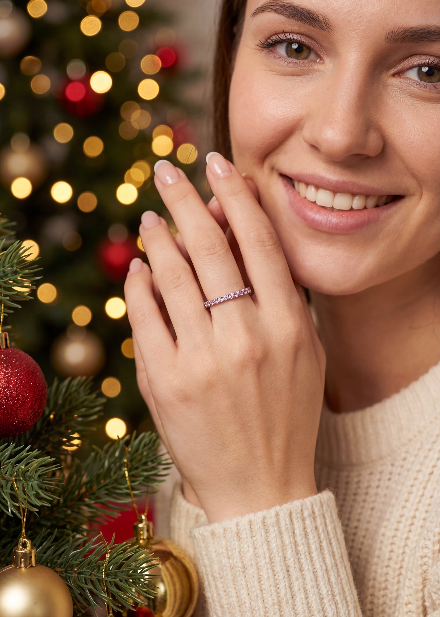 Anello tennis rosa in Argento