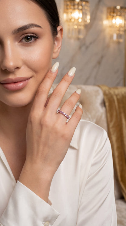 Anello in Argento Diamanti Paralleli