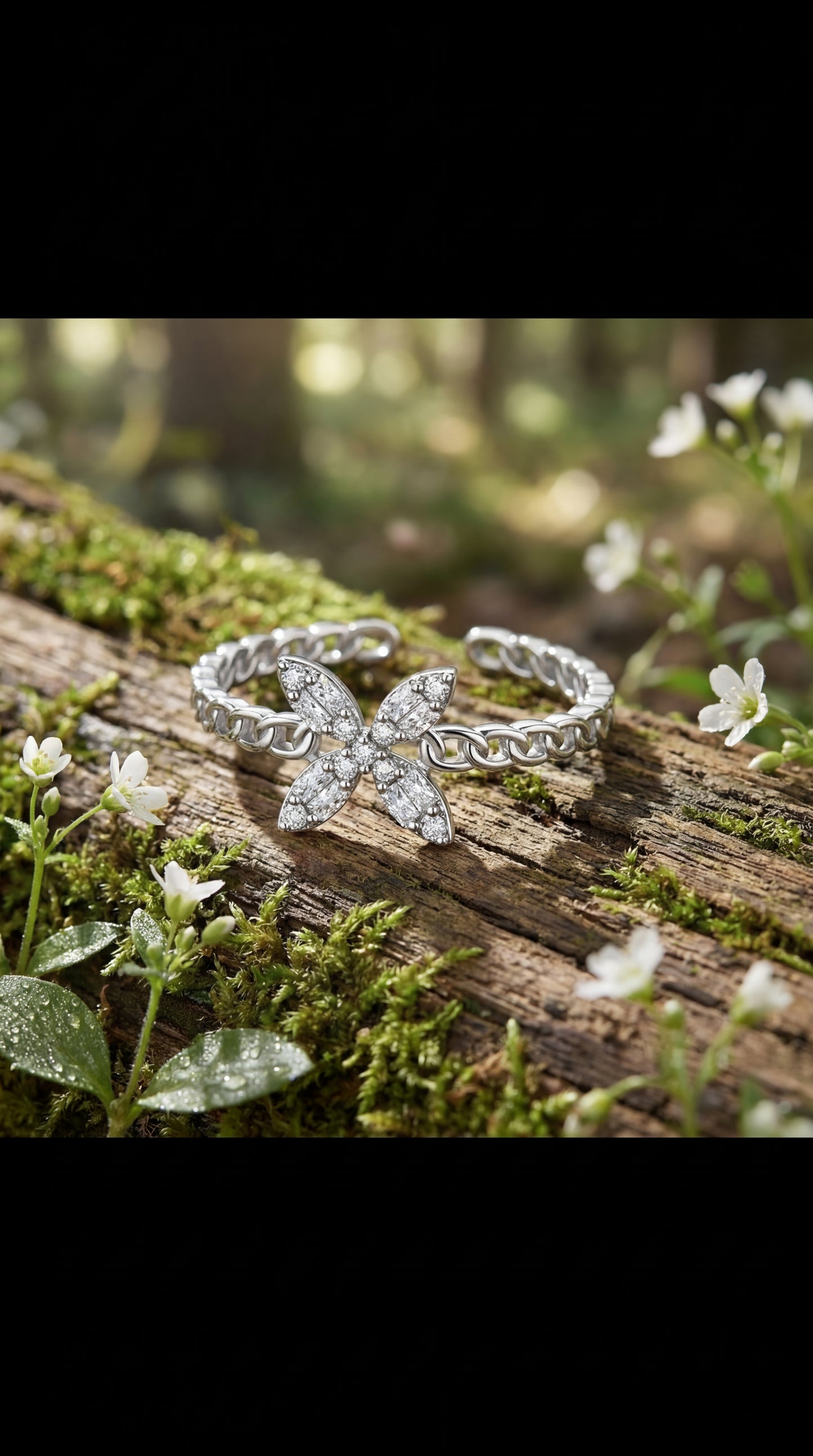 Anello farfalla luminosa Argento