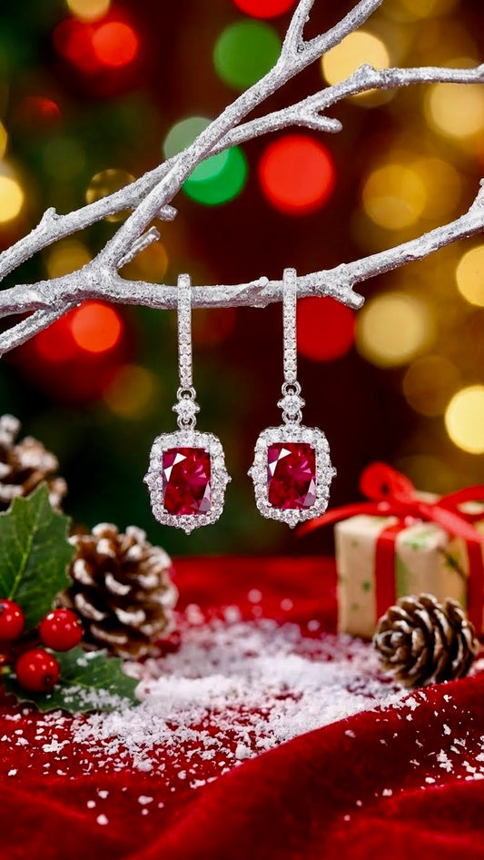 Orecchini Notti Pietra Rossa Argento