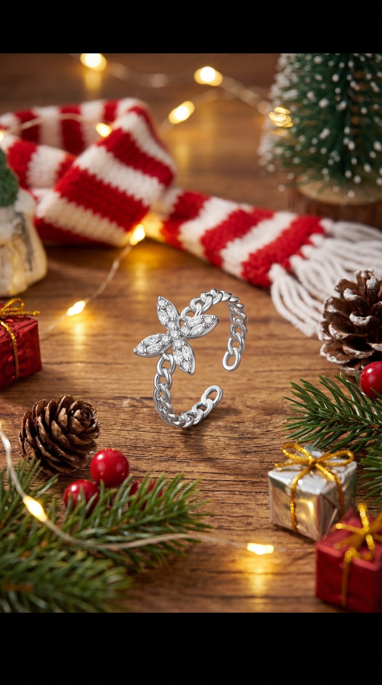 Anello farfalla luminosa Argento