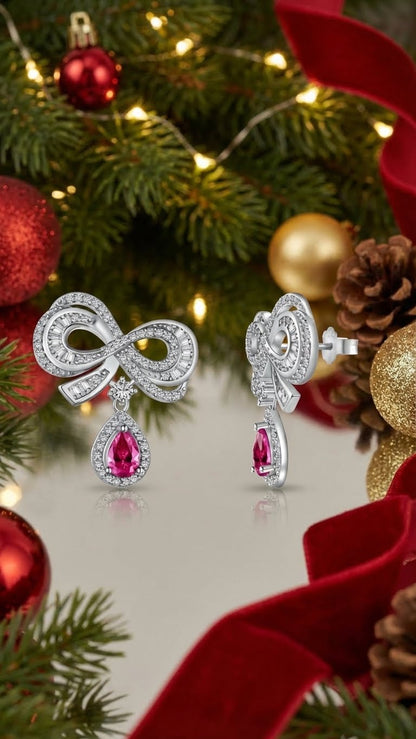 Orecchini Flocon Pietra Rossa Argento