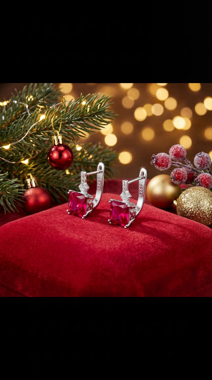 Orecchini Coco Pietra Rossa Argento