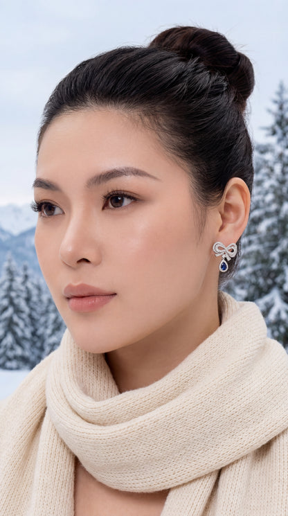 Orecchini Fiocco Pietra Blu Argento