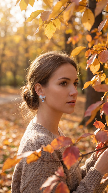 Orecchini Fiocco Pietra Blu Argento