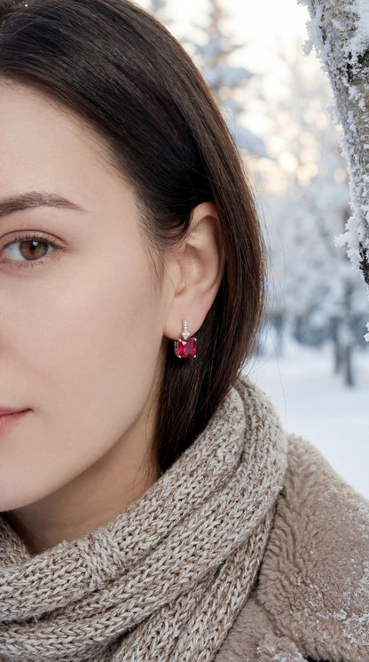 Orecchini Coco Pietra Rossa Argento