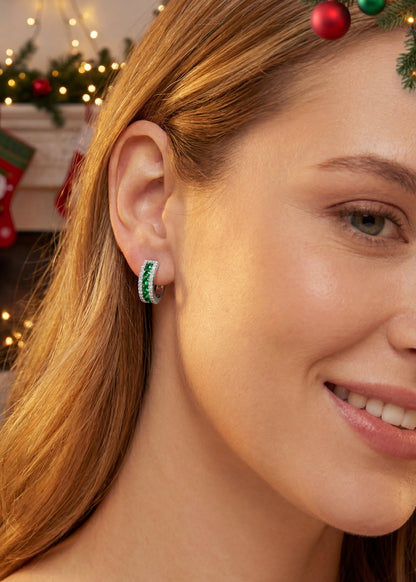 Orecchini a Fascia Verde Argento