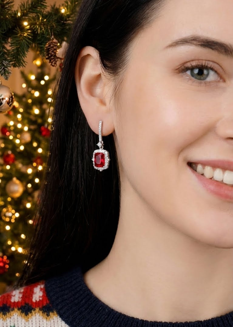 Orecchini Notti Pietra Rossa Argento