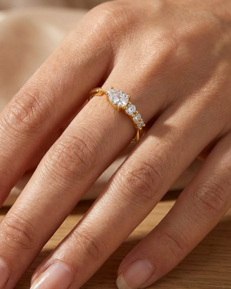 Anello Cometa Argento Placcato Oro