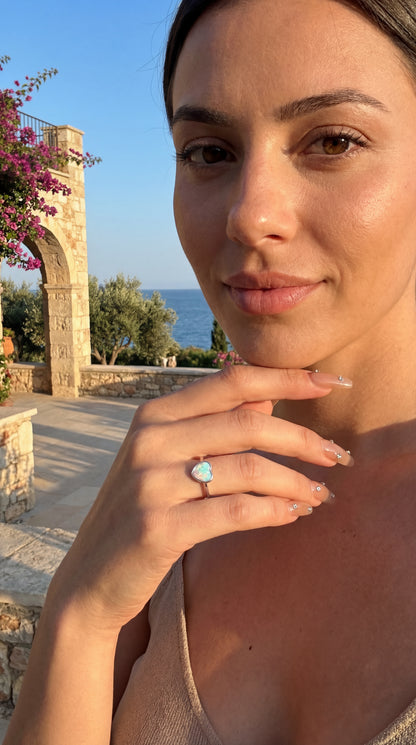 Anello cuore di perla Argento