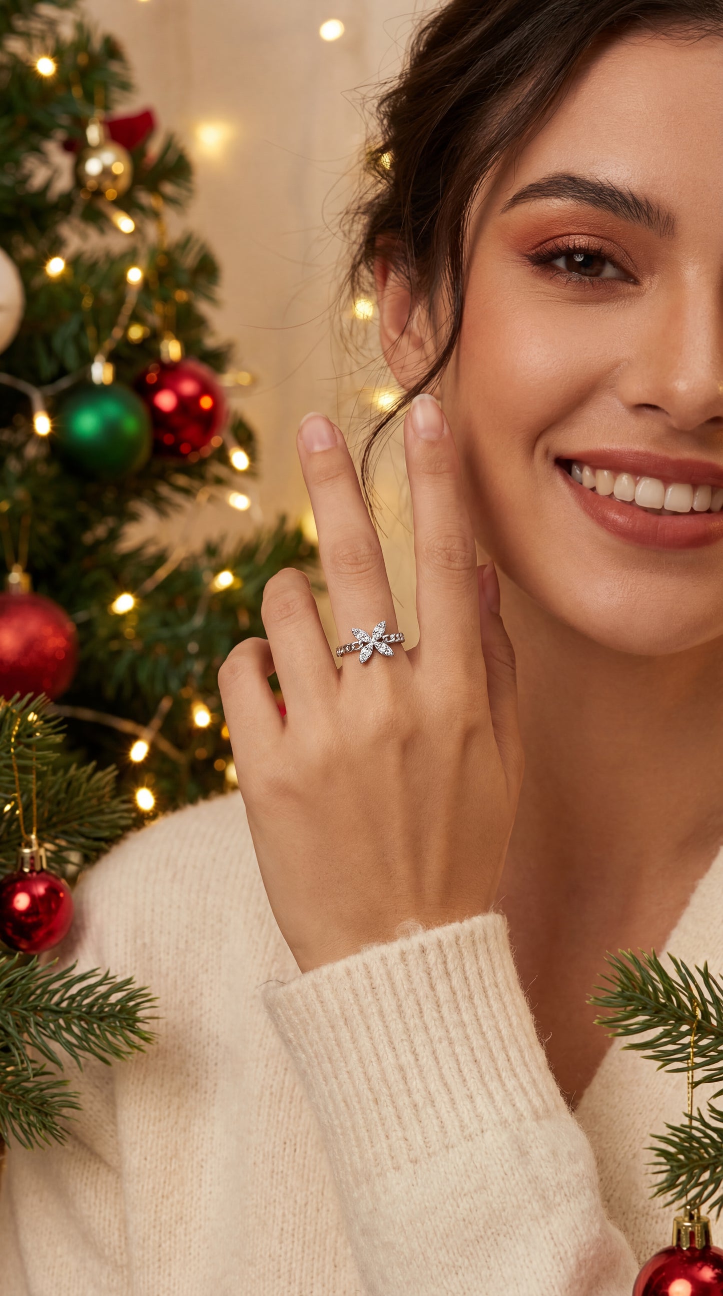 Anello farfalla luminosa Argento