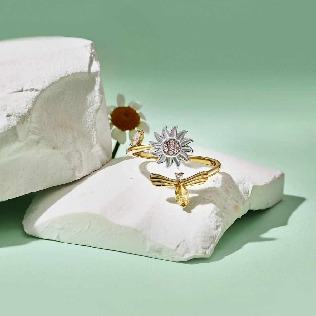 anello_Girasole_placcato_oro - cucciolagioielli