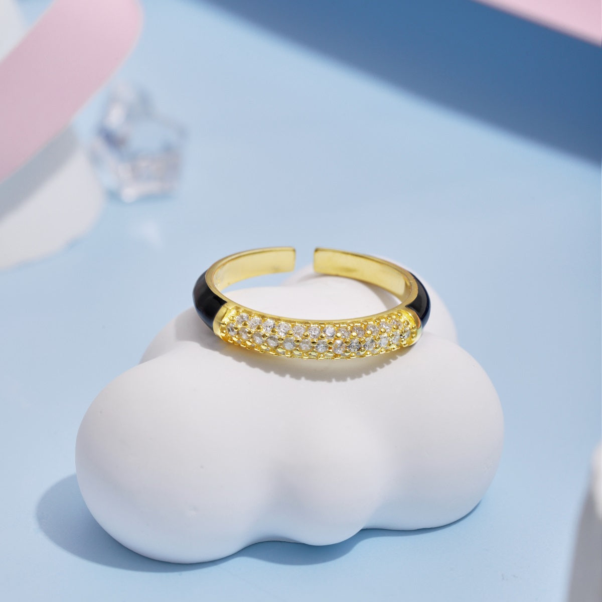 anello a fascia Nera in argento